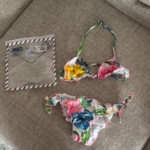 MC2 Saint Barth Floral Kids Bikini - Pink, Yellow, Blue